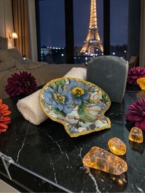 Soap Sets Floral Shell Dish Midnight Dahlia Soap & Cloth Orchid & Vine